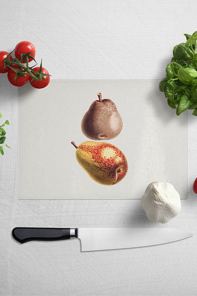 Postifull Cutting Board, Thick and Unbreakable Glass Print - Vintage Pear - 21*30cm - Chopping Board