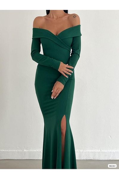 Secret Passion Lingerie Ευέλικτο ύφασμα Madonna λαιμόκοψη με βαθύ σκίσιμο μακρυμάνικο βραδινό φόρεμα και φόρεμα αποφοίτησης 582261 724