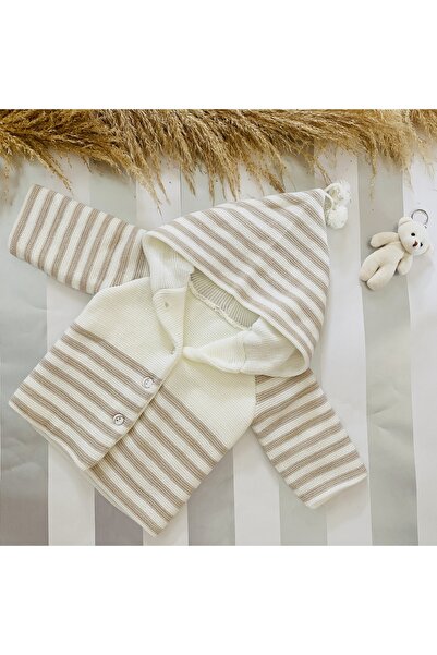 MUSCO سترة تريكو للأطفال بغطاء للرأس بطبقة مزدوجة مع بوم بوم