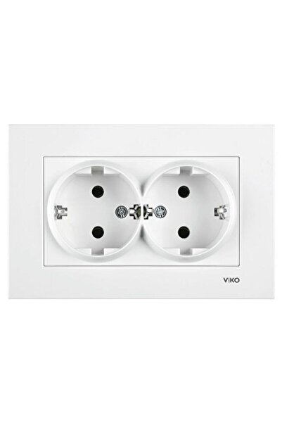 VİKO Karre Ikili Topraklı Priz (beyaz Renk Çeşidi) Çerçeve Dahil