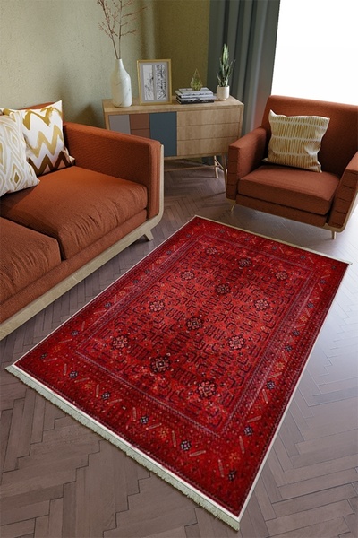 10 Post Online Salon Halısı Otantik Bordo Yolluk Kaymaz Yuvarlak Oval Kesme I...