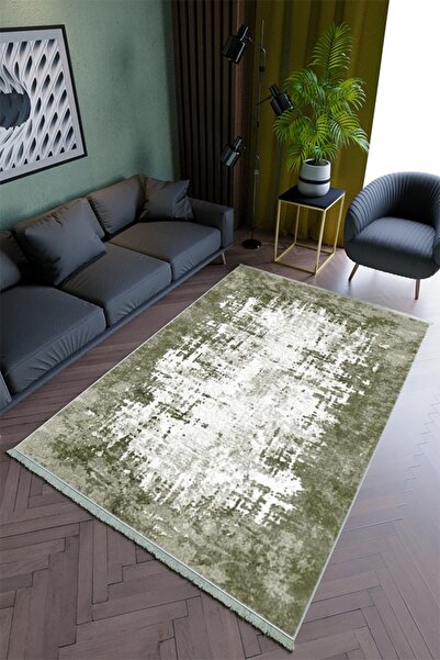 10 Post Online Salon Halısı Modern Spor Haki Kaydırmaz Kesme Yıkanabilir Ince...