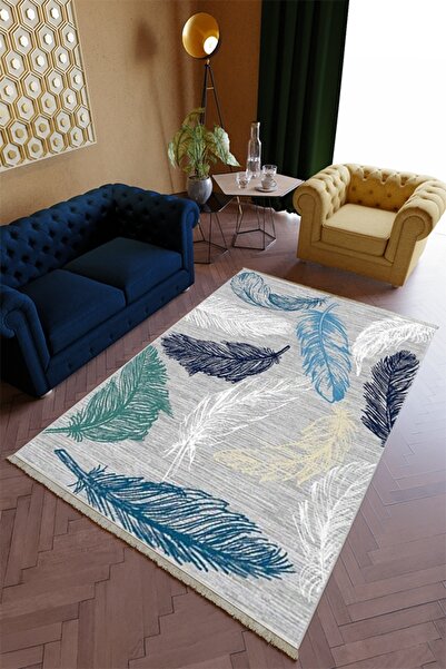 10 Post Online Salon Halısı Spor Mavi Lacivert Yeşil Yolluk Kaymaz Yuvarlak O...