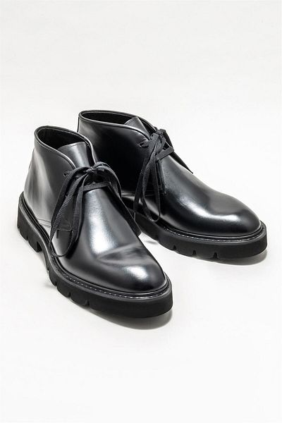 Elle Shoes Черни кожени мъжки ежедневни ботуши