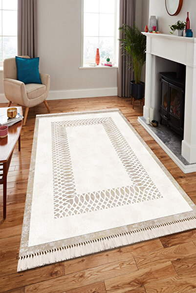 Modern home Vizon Çerçeve Detay Dijital Baskı Salon Halısı Yıkanabilir Kaymaz...