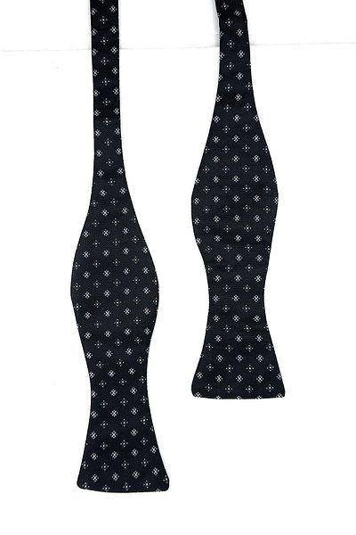 Kravatkolik Black Small Pattern Open Bow Tie AP126