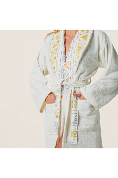 MEYN COLLECTİON هدية مطرزة من القماش على الياقة، رداء حمام نسائي للمهر، ثوب صباحي/طوق قماش مطبوع ملون