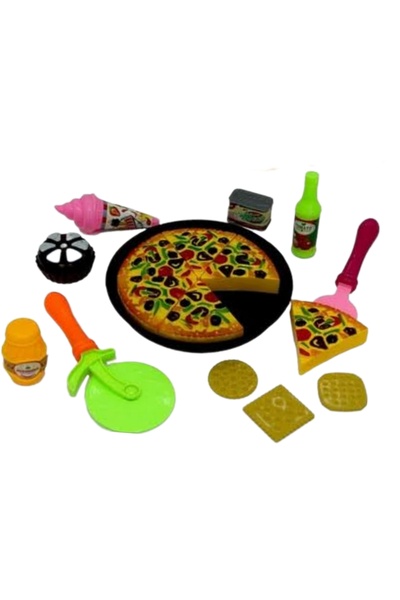 berattoys 17 PCS kesilen pizza oyuncak tepsili pizza oyuncak mutfak seti evcilik oyuncakları