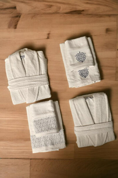 Bayev Набір рушникових халатів Minteks Silver CreamCream 6 предметів Набір рушникових халатів для сімейної ванни