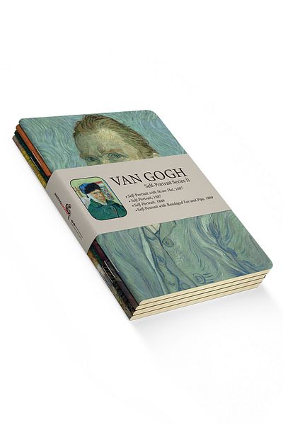 retronote Van Gogh 4-Piece Notebook Set 5 - Self-portrait Series II - Unlined - 64 Pages - 10.5x14cm
