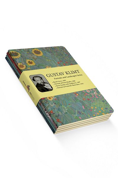 retronote Set de 4 caiete Gustav Klimt 2 - Seria Portrete și Peisaje - Necăptușit - 64 pagini - 14x21cm