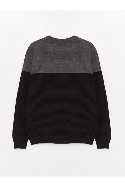 LC Waikiki Strickpullover für Herren – Rundhalsausschnitt, lange Ärmel, Farbblock