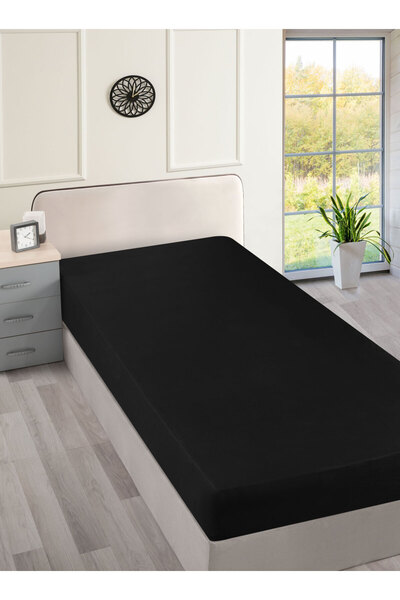 Menderes Home Διπλό σεντόνι Ranforce Black Plain - Cotton Collection