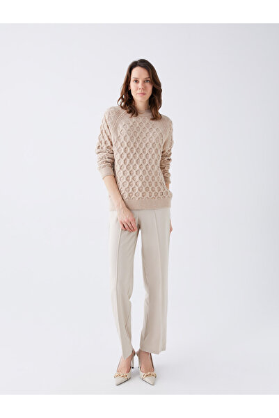 LC Waikiki Pulover de damă cu mânecă lungă și decolteu cu model