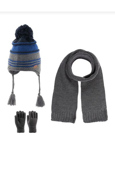 Kitti Set de iarnă fleece pentru băieți 4-8 ani - Kittı Scarf Beanie Mănuși Set de 3