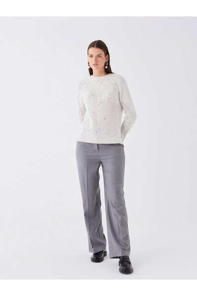 LC Waikiki Patterned Long Sleeve Crew Neck Women's Knitwear Sweater