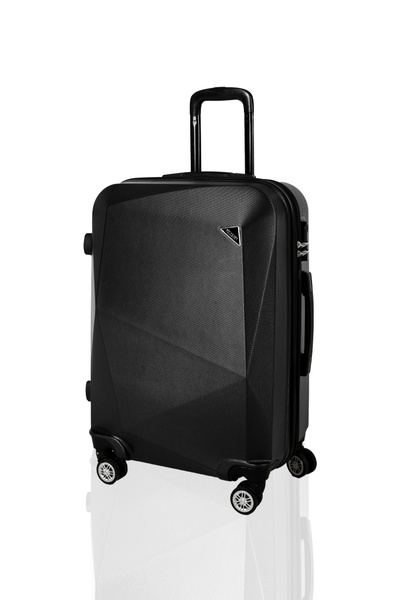 POLO&SKY Elmas Model Siyah Renk 2'li Valiz Seti (kabin+orta)