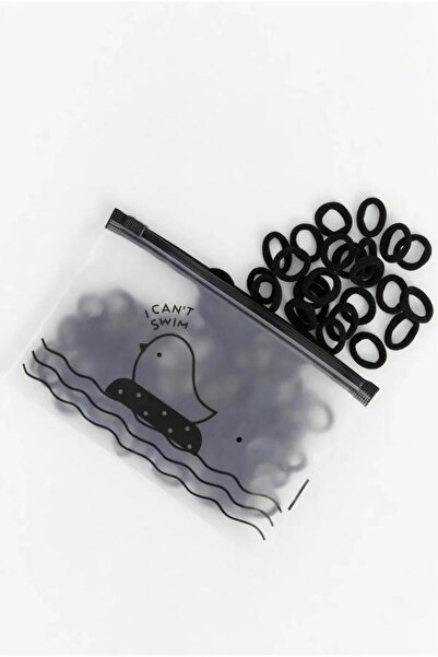 DZC KUZENLER AVM 100 قطعة من قماش الشعر المطاطي الصغير ذو اللون الأسود مع حقي...