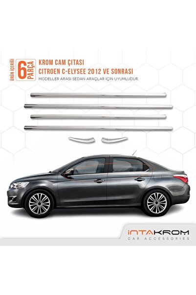 İntachrom Citroen C - Elysee Krom Cam Çıtası 6 Parça 2012 Ve Üzeri P. Çelik