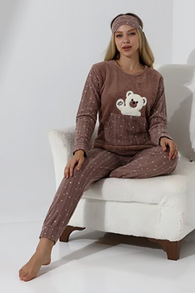Wordex Σετ γυναικείες πιτζάμες Fawn 5014 βελούδινο Welsoft Fleece Winter Soft Teddy Bear