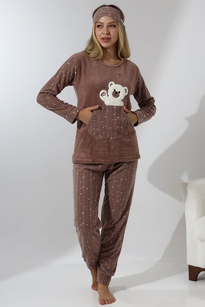 Wordex Зимна мека дамска пижама с плюшено мече Fawn 5014 Welsoft Fleece