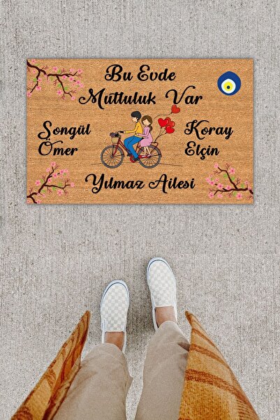 Pazarova Kişiye Özel Üretim Bu Evde Mutluluk Var Yılmaz Ailesi Yazılı Kapı Ön...