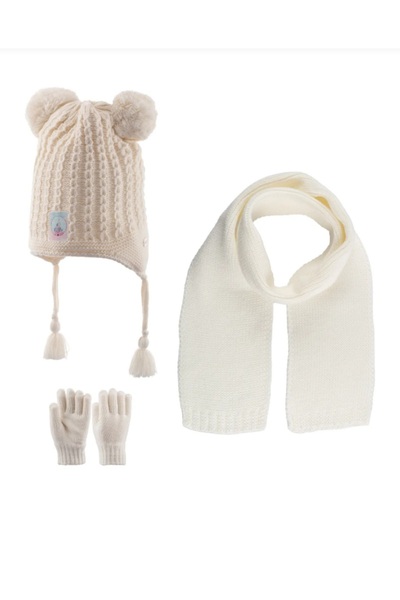 Kitti KİTTİ ATKI BERE ELDİVEN TAKIM 3'LÜ SET 4-8 YAŞ KIZ ÇOCUK İÇİ POLARLI