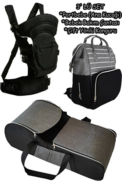 USF Portbebe Ana Kucağı + Bebek Taşıma Kanguru + Bebek Bakım Çantası 3'lü Set...
