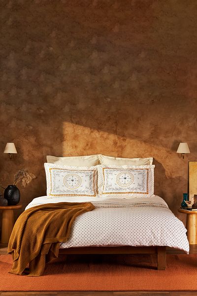 Karaca Home Paye Selçuklu Series Bird Mustard 100% Βαμβακερό Σετ Πλεκτό Παπλωματοθήκη Πλεκτό