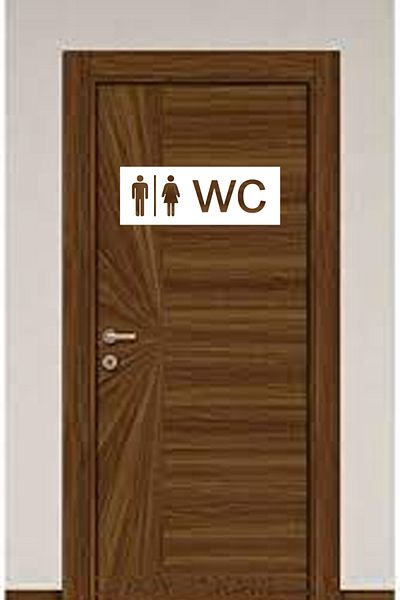 Emach Dizayn Wooden Door Ornament - Wc Direction Writing Decorative