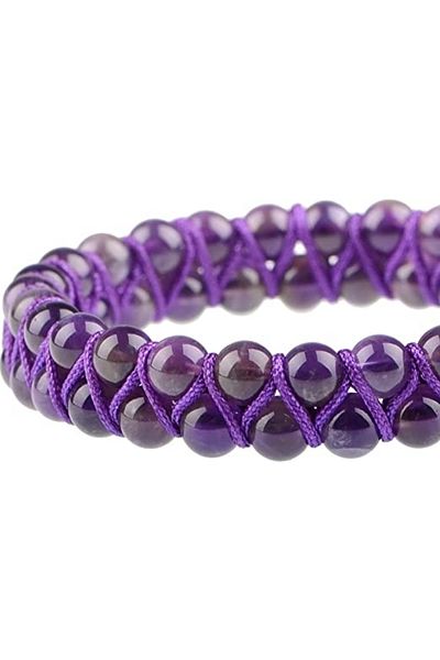 NBS Beautiful Naturel Stones Amethyst Natural Stone Bracelet Macrame (Negative Energy and Radiation Protector)