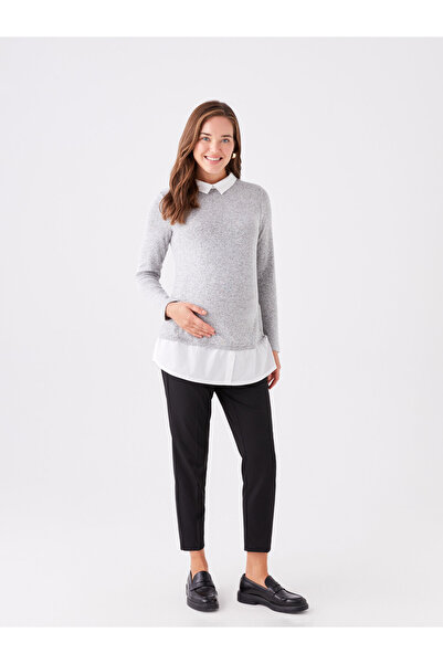 LC Waikiki Πουκάμισο γιακά μονόχρωμο μακρυμάνικο μπλουζάκι εγκυμοσύνης