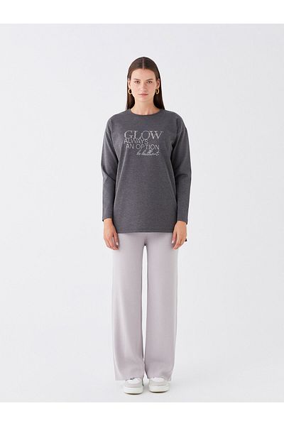 LC Waikiki long Sleeve Crew Neck Embroidered Women's Tunic