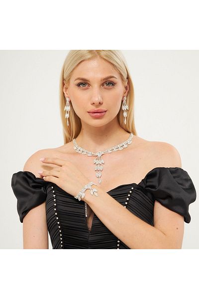 Flaner Paris Aksesuar Phoenix Choker Necklace and Earrings Set