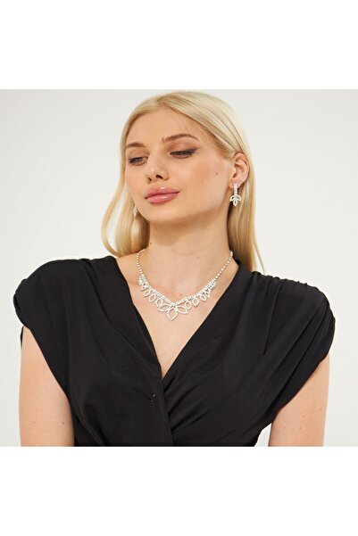Flaner Paris Aksesuar Jewelled choker set necklace and earrings