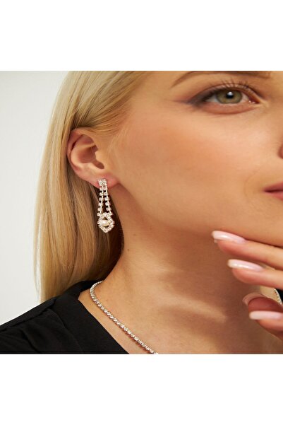 Flaner Paris Aksesuar Pearl stone choker necklace and earring set