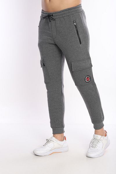 NEED LİFE Men's Gray Winter Cargo Pocket Sweatpants