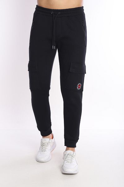 NEED LİFE Men's Navy Blue Winter Cargo Pocket Sweatpants