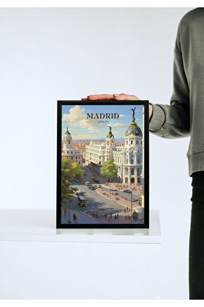 caddehediye MADRİD İSPANYA Ahşap Mdf Çerçeve Görünümlü Tablo Dekor