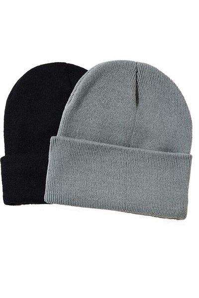QUATEX Black Gray Double Unisex Folded Knitwear Plain Beret