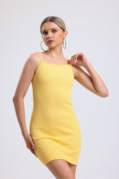 ladyzey laydzey women's yellow rope strap mini camisole dress