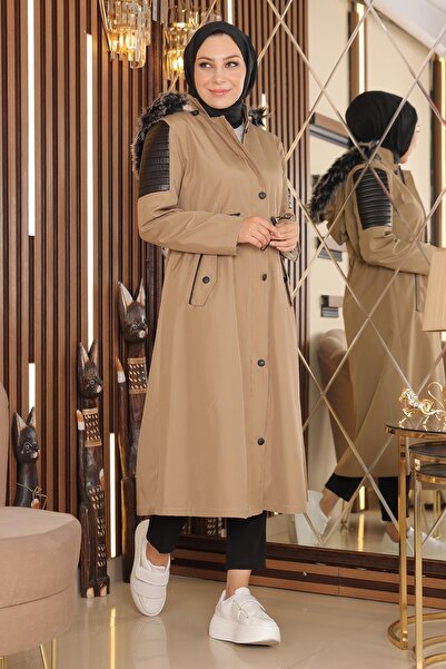 Modamihram Mink Coat - Garni Detailed, MİH10385