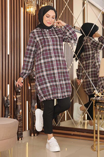 Modamihram Chanel Cape Plum 19185 mit Reißverschluss