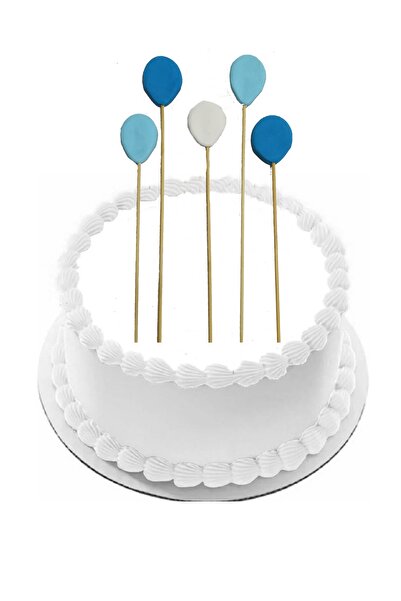 Pasta9 Şeker Hamurundan Mavi Beyaz Balon 5 Adet Gelecek