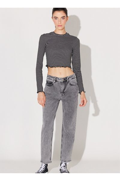 Lee High Waist Straight Leg Regular Fit Gray Women's Denim Trousers L30UQBE20-Grey