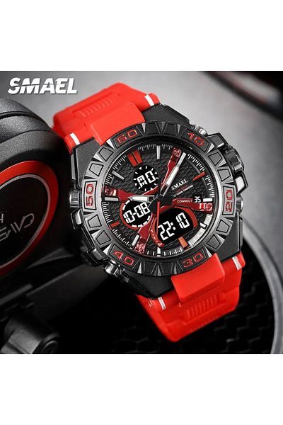 SMAEL 8071 Krmzi Digital and Analog Men's Wristwatch
