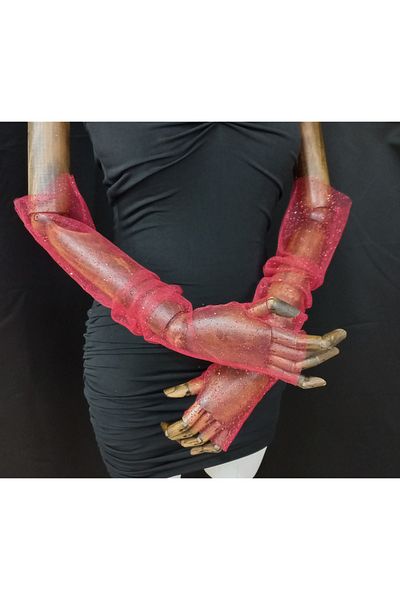 es moda shop Diamond fingerless bridal gloves red