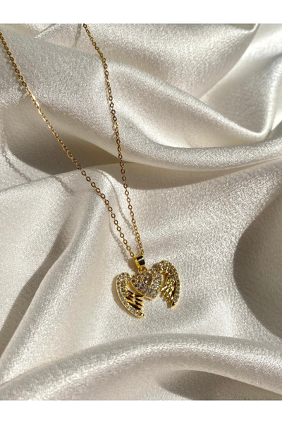 Marshmello Silver & Jewelry Melek Kanatlı Kalp Çelik Kolye
