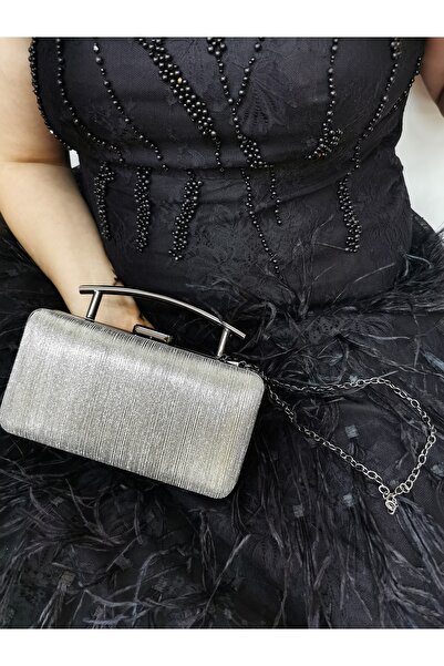 NAZART Women's Laser Platinum Evening Dress Clutch Portfolio Handbag Wedding Engagement Evening Bag