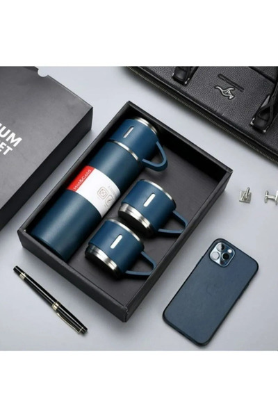 DEMPOWER Vacuum Flask Set Hot&Cold 3 Bardaklı Termos